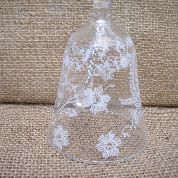 Vintage Viking Glass White Floral Design Bell - Picture 8 of 16
